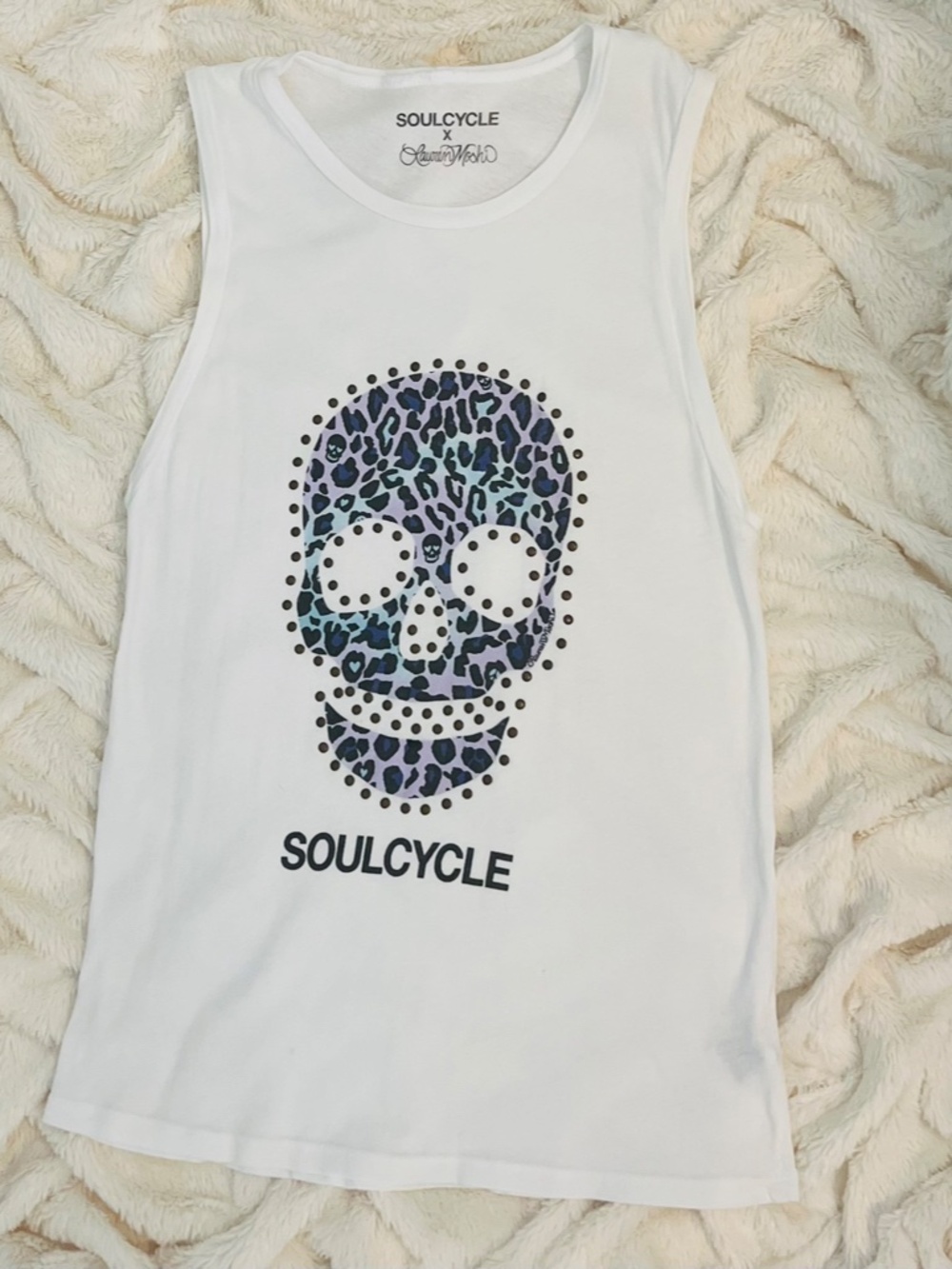 SoulCycle x Lauren Moshi Skull Tank Top – White 100% Cotton